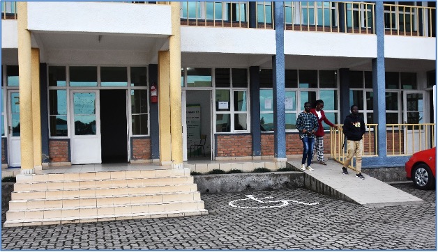 Wheelchair symbols and supplementary ways to upstairs are available at INES (photo/Vedaste)