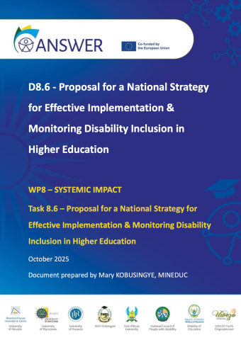 ANSWER Proposal for a National Strategy for Effective Implementation & Monitoring Disability Inclusion in Higher Education